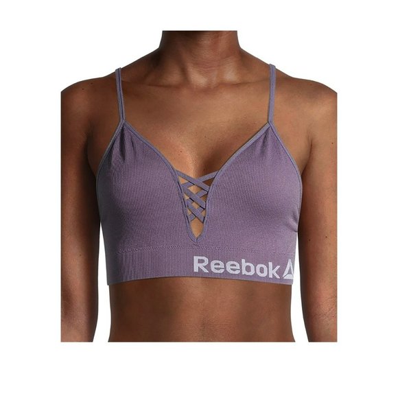 Reebok Women's Plunge Bralette, 2-Pack Super Stretchy Workout Lounge Size Large - Picture 2 of 3